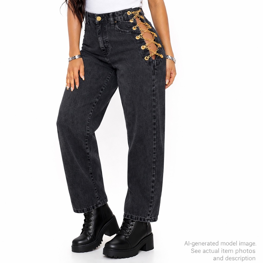 146. No1 Los Angeles Side Grommet Chain Pants Size S